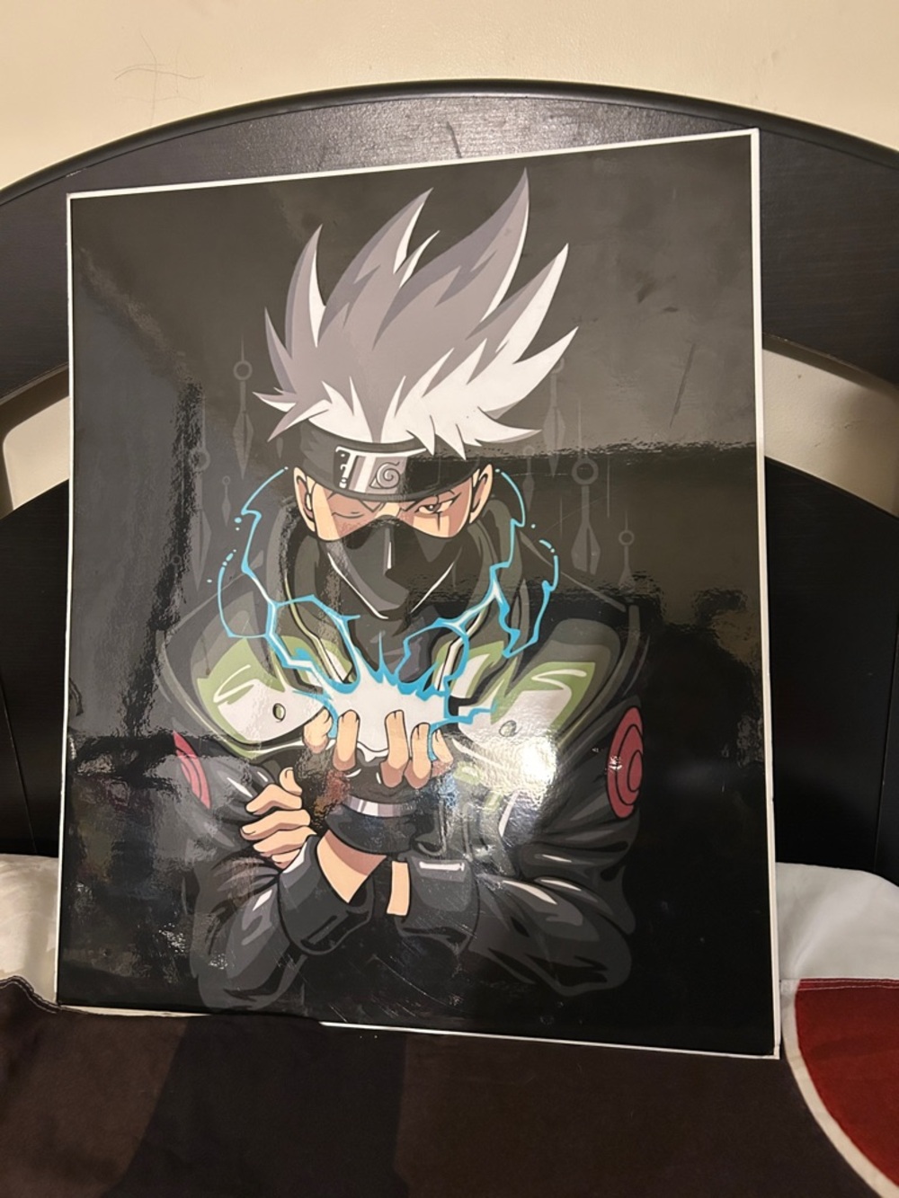 Kakashi Hatake Lightning Anime Poster - Black Background
